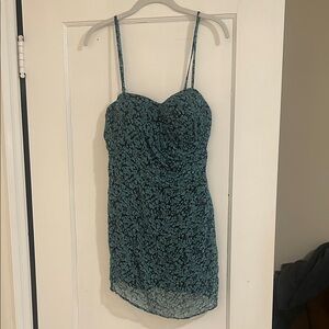 Forever 21 Teal and Black Floral Slip Dress